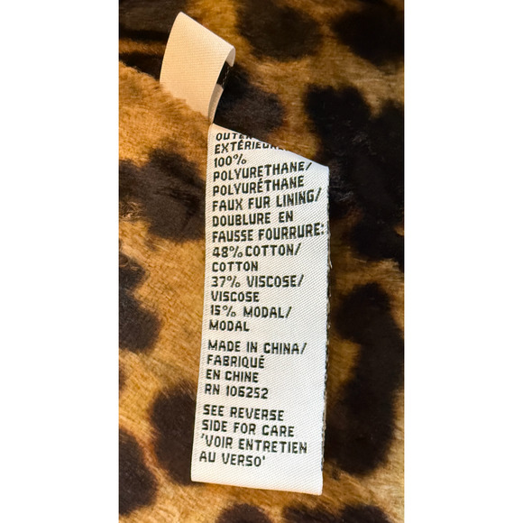 JANE POST ARMY ICONIC LEOPARD FAUX FUR LINED PRINCESS RAIN SLICKER COAT JACKET S - Picture 13 of 16